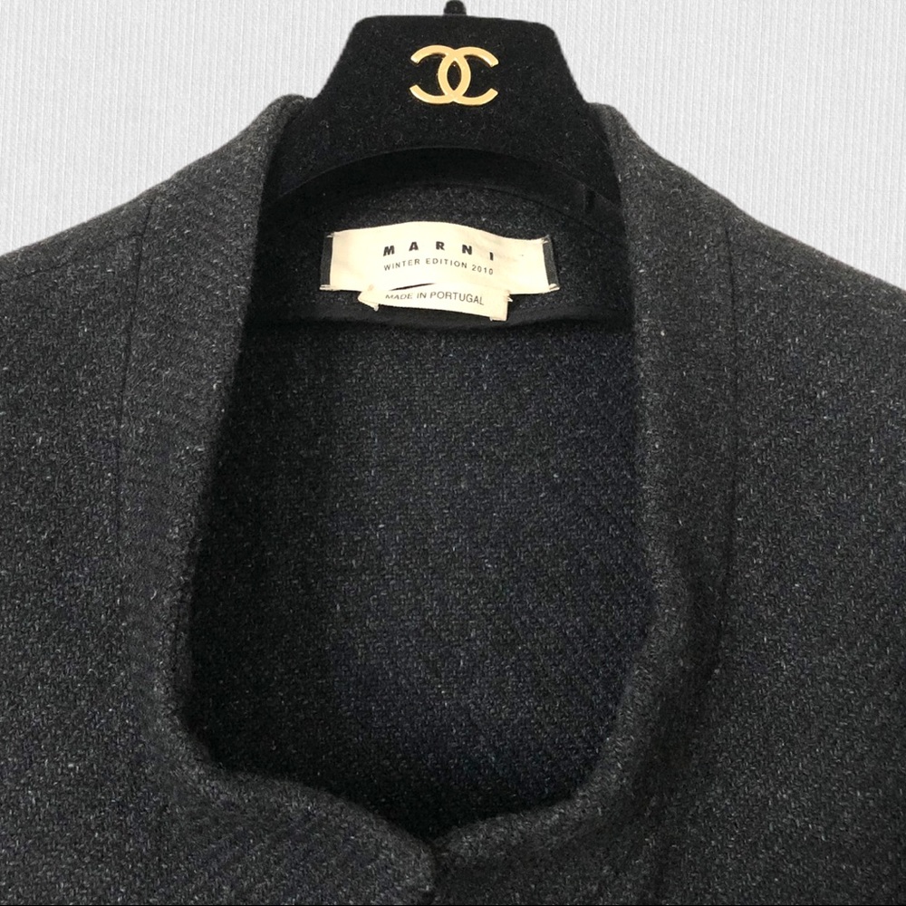 Marni Runway Tweed Wool Grey Dress Coat Jacket S View 6